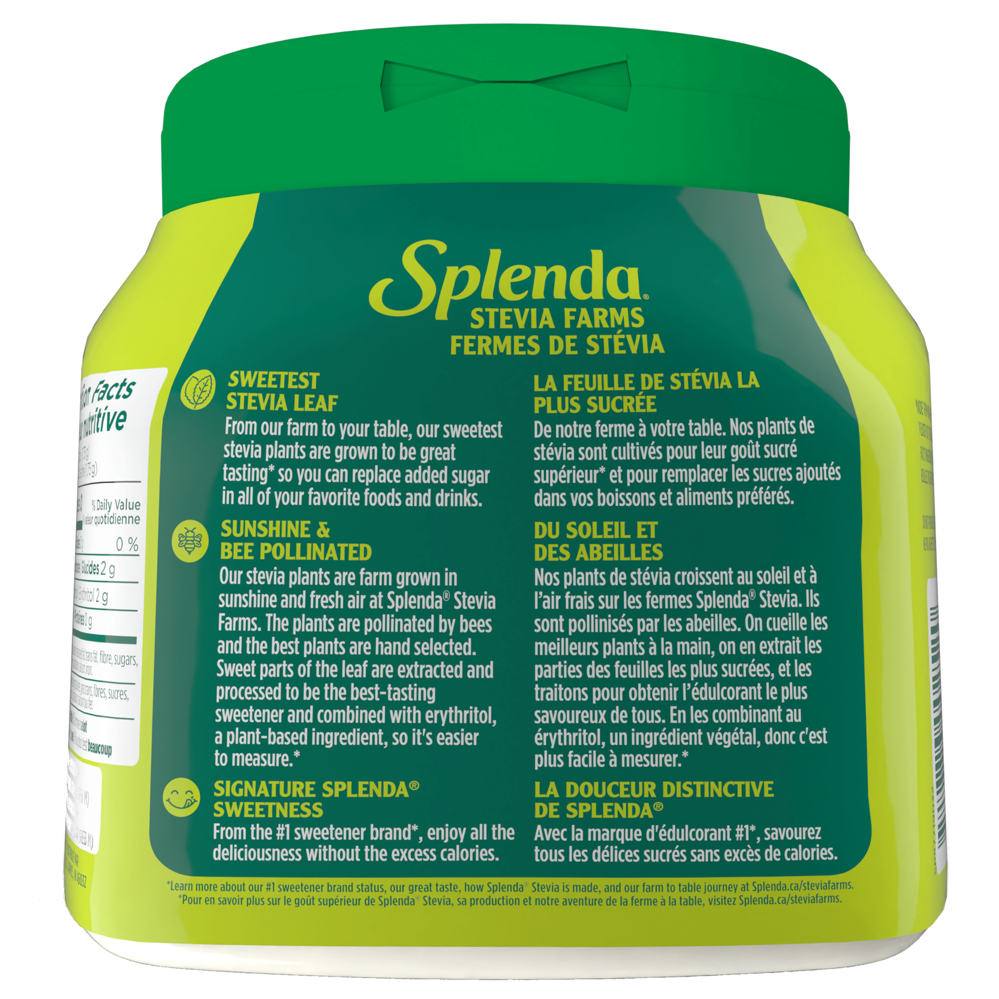 Splenda Stevia Jar - Back