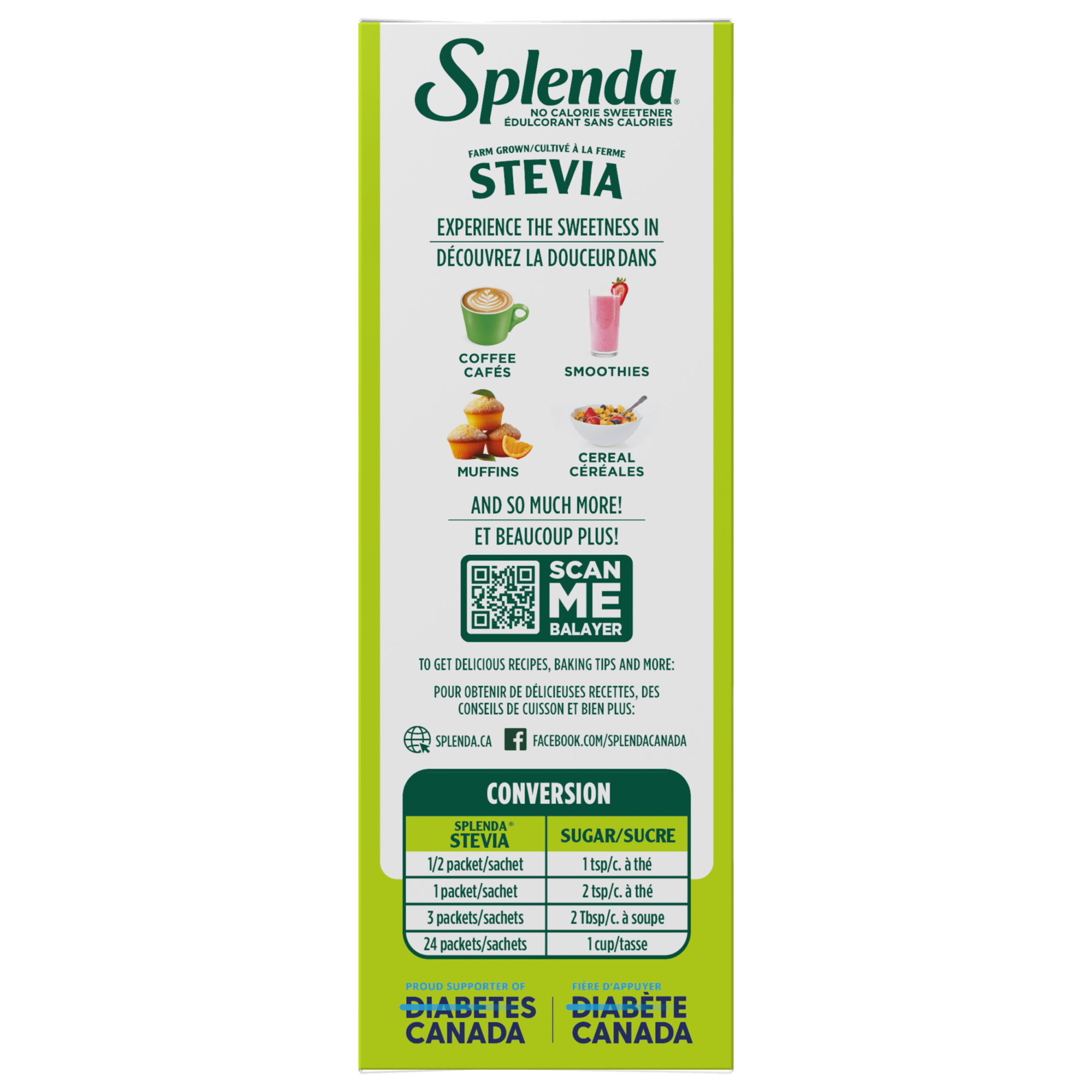 Splenda Stevia Packets 200ct -Side - Sugar Conversion