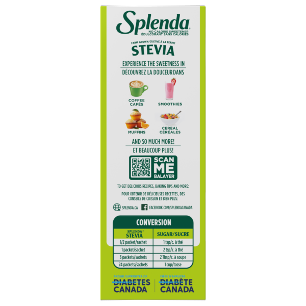 Splenda Stevia Packets 200ct -Side - Sugar Conversion