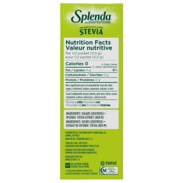 Splenda Stevia Packets 200ct -Side - Nutrition Facts